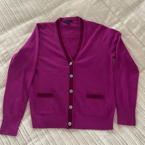 J. Crew Velvet Trim Merino Wool Cardigan